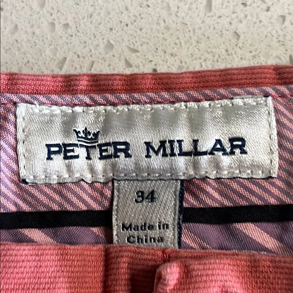 Peter Millar Pink Stretch Flat Front Shorts Size 34